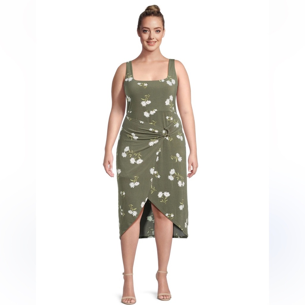 No Boundaries Olive Floral Wrap Dress
